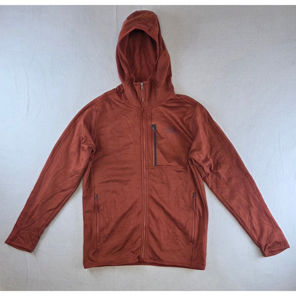 The North Face Mens Canyonlands Hoodie Full Zip Fleece Jacket Rust Orange M